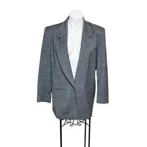 Pendleton vintage 70’s navy blue herringbone single button blazer size 12